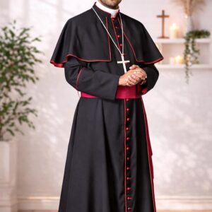 Bishop Cassock Black Clergy Robe For Church, Priest Cassock, Religious Vestment, Custom Made