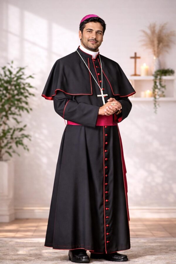Bishop Cassock Black Clergy Robe For Church, Priest Cassock, Religious Vestment, Custom Made
