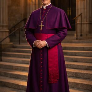 Bishop Cassock Robe – Purple Clergy Vestment with Fascia