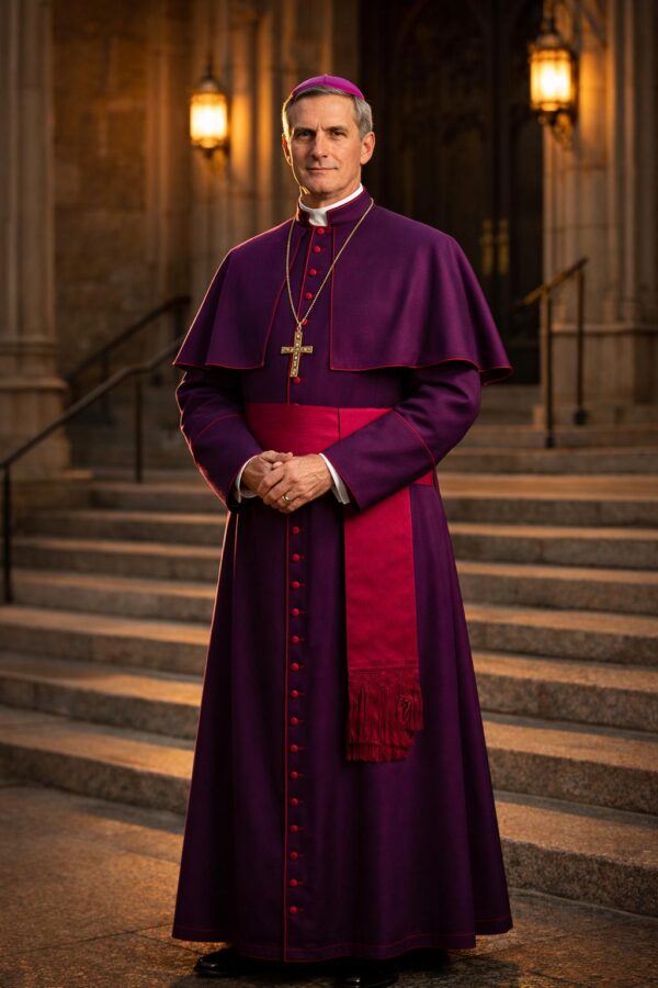 Bishop Cassock Robe – Purple Clergy Vestment with Fascia