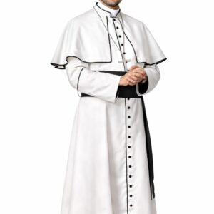 Bishop Cassock White Clergy Robe For Church, Priest Cassock, Religious Vestment, Custom Made