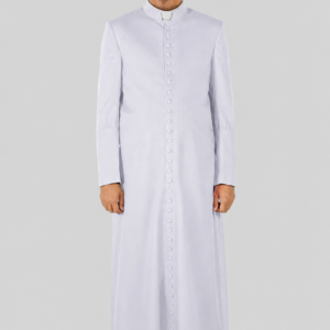 Classic White Men’s Cassock Tailored for Religious Services & Rituals