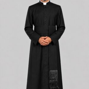 Superior Black Wool Priest Cassock Perfect for Formal Liturgical Services