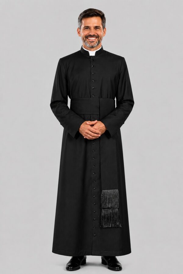 Superior Black Wool Priest Cassock Perfect for Formal Liturgical Services
