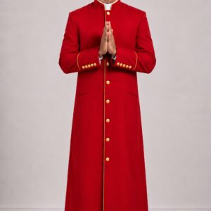 Aurelius Red Clergy Robe with Gold Trim and Buttons