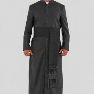 Celestial Black Clerical Robe for Men with Triple Back Pleats