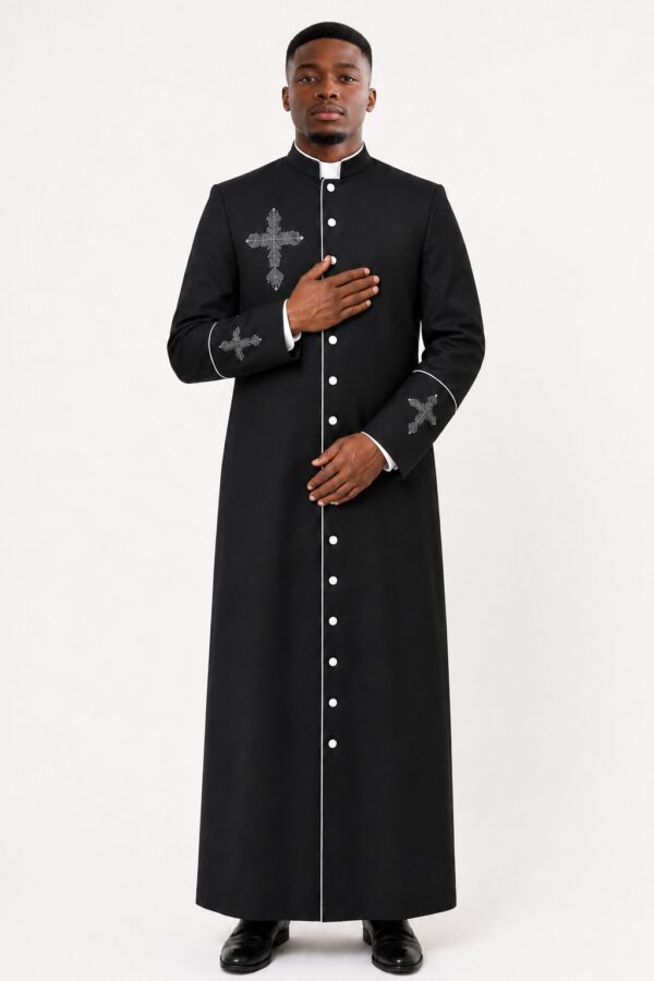 Classic Silver Clergy Robe for Men Ideal for Liturgical Events