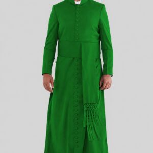 Green Clergy Cassock Traditional Full-Length Liturgical Robe for Priests & Ministers