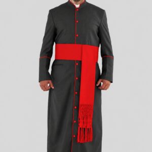 Holy Men’s Clergy Robe with Red Trim and Triple Back Pleats