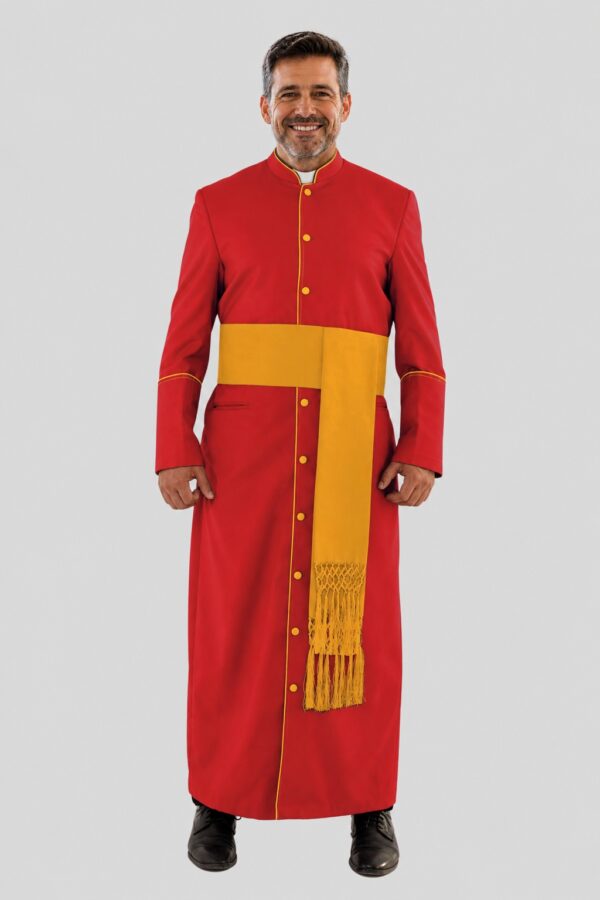 Holy Red Clergy Robe with Golden Trim for Blessed Gatherings
