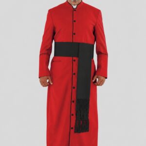 Majestic Red Clergy Robe with Black Trim for Solemn Ceremonies