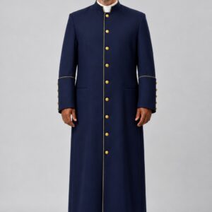Mantle Honor Navy Clergy Robe with Golden Trim