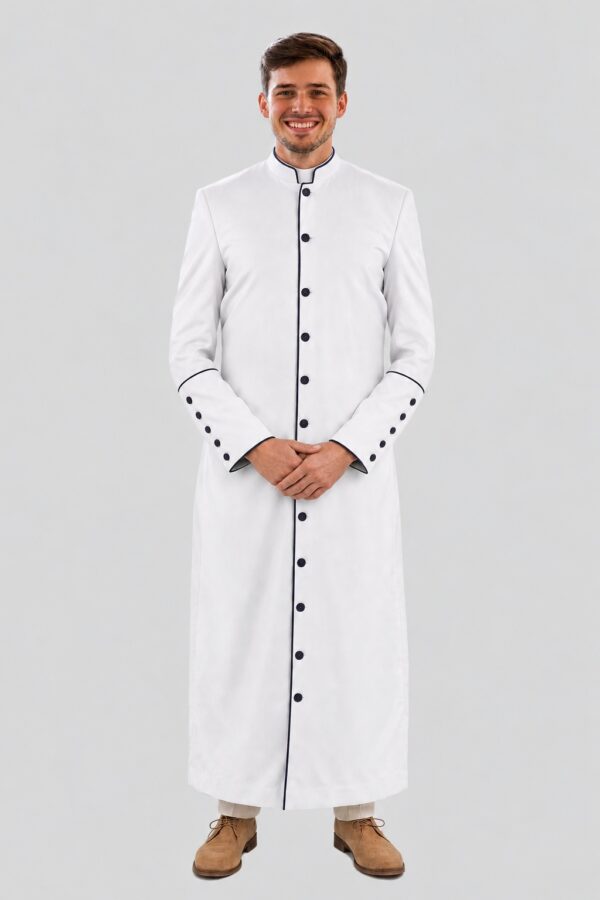 Men’s Executive White Pastor Robe Perfect for Church Services