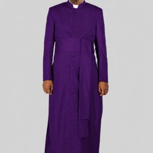 Men’s Purple Pastor Cassock with Ornamental Buttons and Handy Pockets