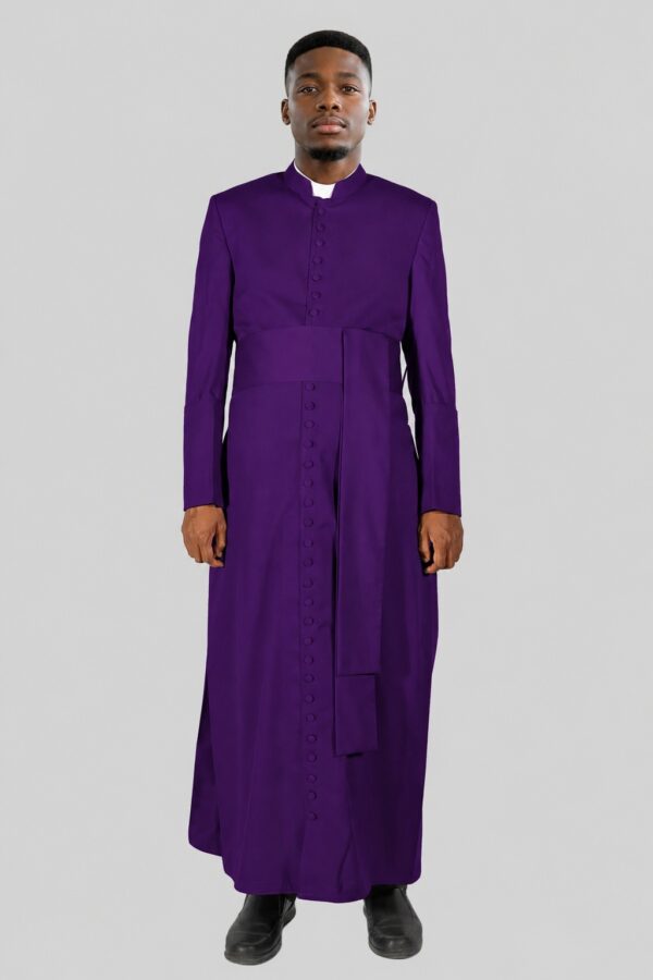 Men’s Purple Pastor Cassock with Ornamental Buttons and Handy Pockets Men’s Purple Pastor Cassock with Ornamental Buttons and Handy Pockets