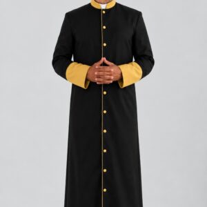 Men’s Solid Black Ministerial Robe for Worship Services