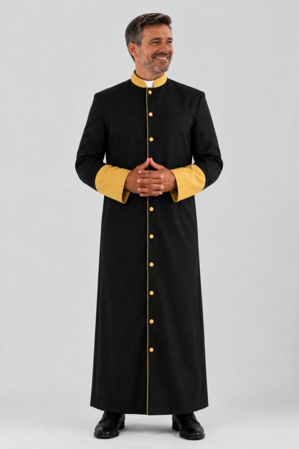 Men’s Solid Black Ministerial Robe for Worship Services