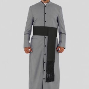Premium Gray Clergy Robe with Eye-Catching Black Trim