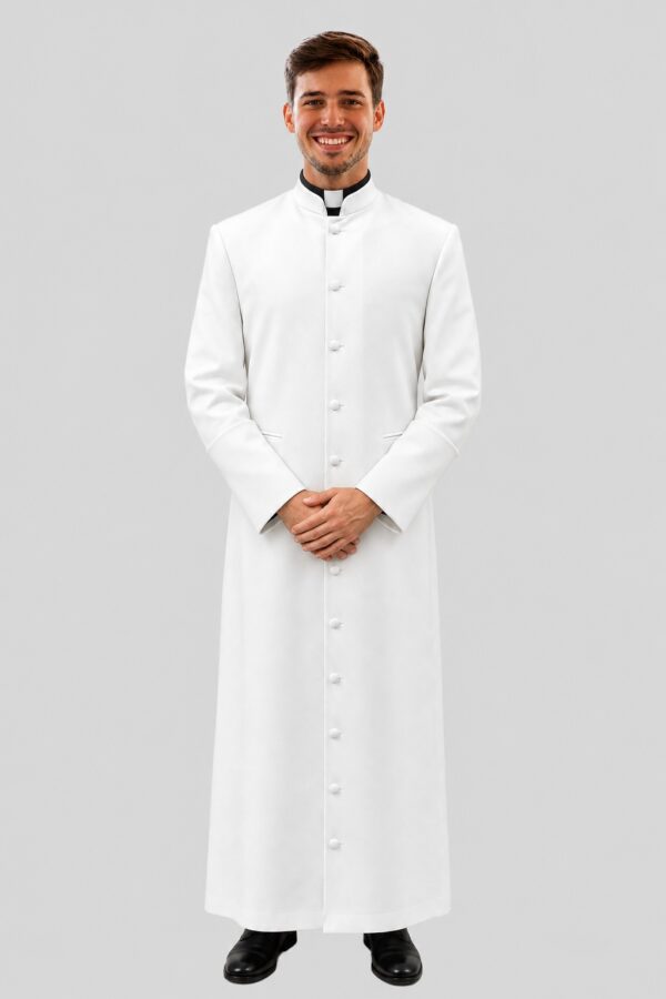 Pure White Pastor Robe for Men Classic Fit for Ceremonial Use Pure White Pastor Robe for Men Classic Fit for Ceremonial Use