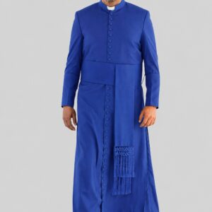 Regal Blue Clergy Cassock with 33 Buttons Honoring Faith in Style