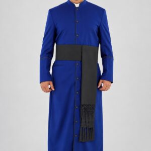 Royal Blue Clergy Robe with Black Trim