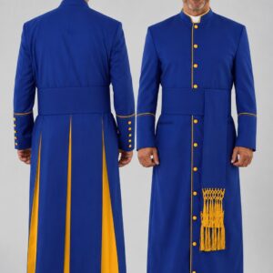 Royal Blue Clergy Robe with Golden Trim