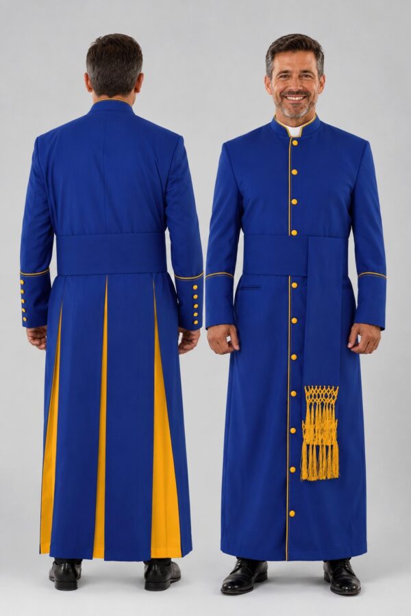 Royal Blue Clergy Robe with Golden Trim