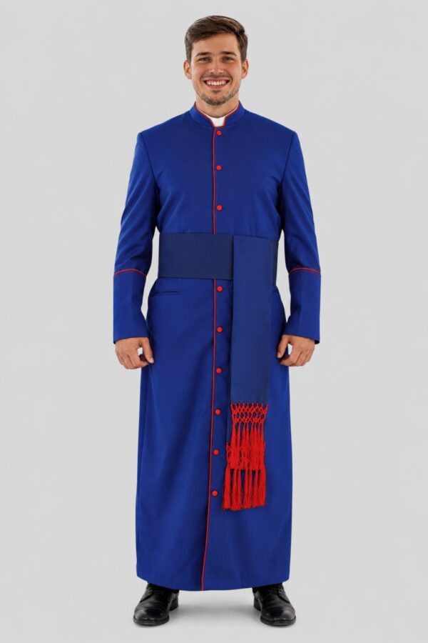 Royal Blue Clergy Robe with Red Trim