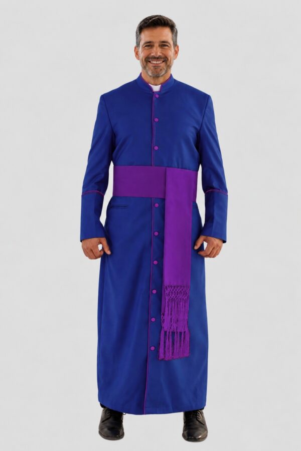 Royal Blue Clergy Robe with Roman Purple Trim