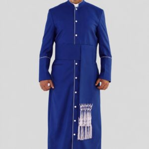 Royal Blue Clergy Robe with White Trim