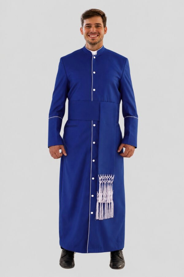 Royal Blue Clergy Robe with White Trim