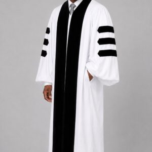Shepherd’s White Pulpit Robe with Black Velvet