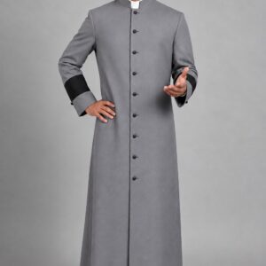 Tabernacle Grey Clergy Robe with Black Accents